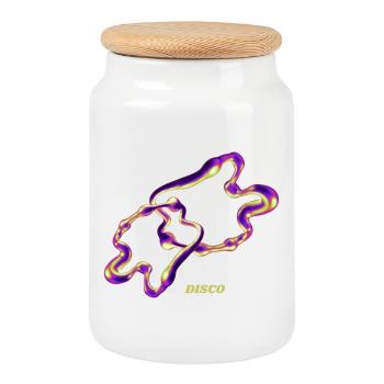 Retro Disco Blob – Art liquide abstrait au néon - Boîte à biscuits avec couvercle en bois - blanc - Devant