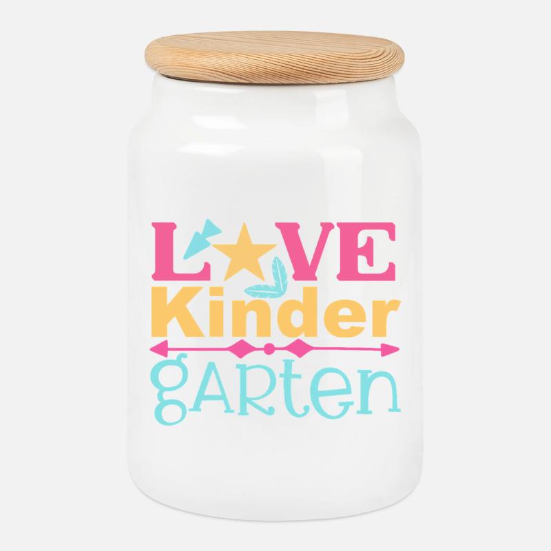 Liebe Kindergarten - Stern und Pfeil - Keksdose mit Holzdeckel - Weiß