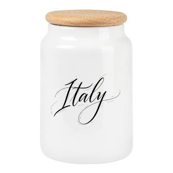 Italie - Boîte à biscuits avec couvercle en bois - blanc - Devant