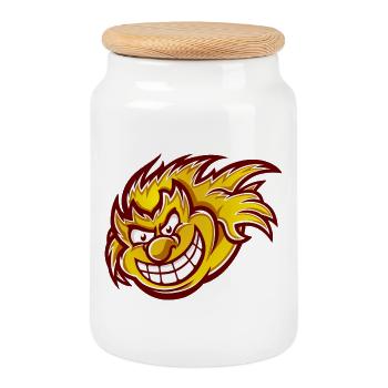 Fireball - Cookie Jar with Wooden Lid - white - Front