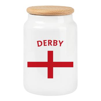Dart Ball with Derby Emblem - Cookie Jar with Wooden Lid - white - Front