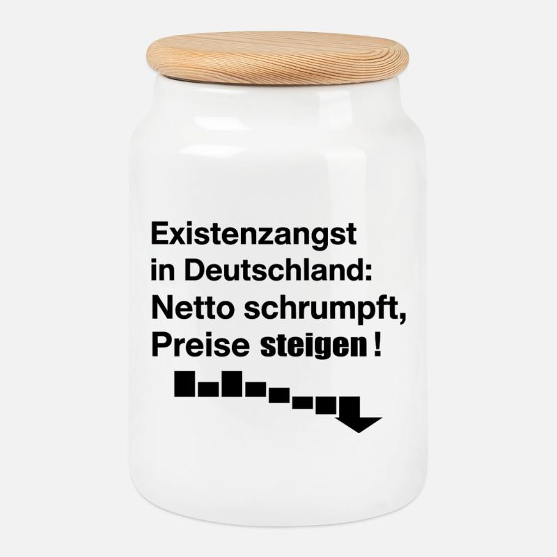 Existential fear in Germany - Cookie Jar with Wooden Lid - white