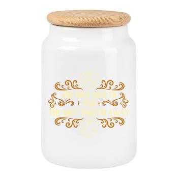 Dice Giveth And Taketh Away RPG Gamer Dice Life - Cookie Jar with Wooden Lid - white - Front
