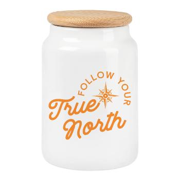 Citation inspirante du Nord en orange - Boîte à biscuits avec couvercle en bois - blanc - Devant