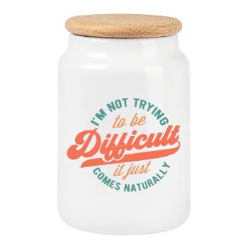 Conception de texte humoristique naturel - Boîte à biscuits avec couvercle en bois - blanc - Devant