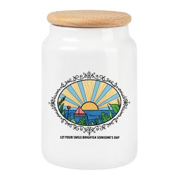 Sunset Landscape with Quote  - Keksdose mit Holzdeckel - Weiß - Vorne