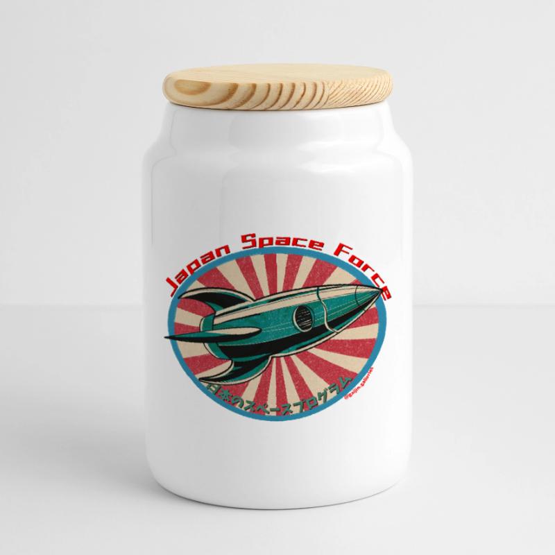 Fusée spatiale rétro - Japan Space Force Boîte à biscuits avec couvercle en bois
