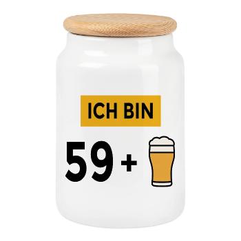49 + 1 Bier Spruch Männer 50. Geburtstag Geschenk - Keksdose mit Holzdeckel - Weiß - Vorne