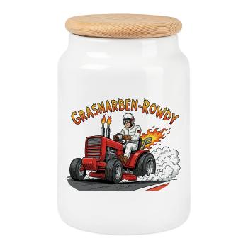 Grass Sow Hooligan - Cookie Jar with Wooden Lid - white - Front