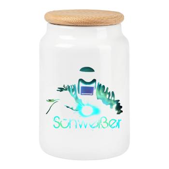 welder - Cookie Jar with Wooden Lid - white - Front