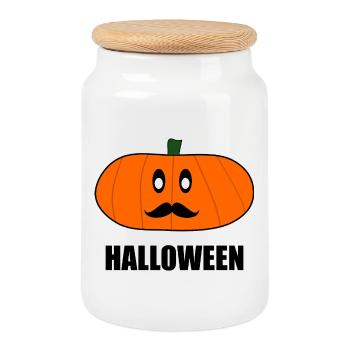 HALLOWEEN. PUMPKIN. HALLOWEEN PUMPKIN - Cookie Jar with Wooden Lid - white - Front