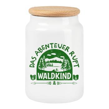 Forest Child - Adventure Calls - Cookie Jar with Wooden Lid - white - Front