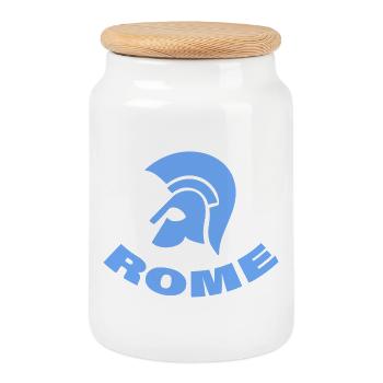 Rome - Cookie Jar with Wooden Lid - white - Front