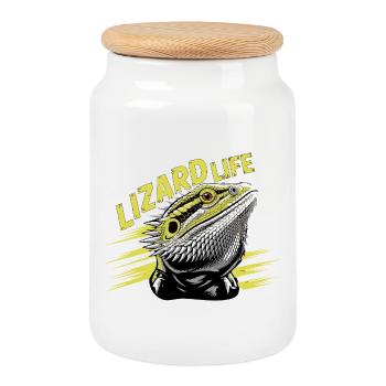 Lizard Life Graphic Tee - Cookie Jar with Wooden Lid - white - Front