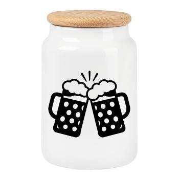 À votre santé! - Boîte à biscuits avec couvercle en bois - blanc - Devant