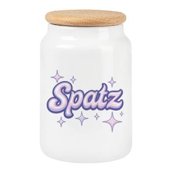Spatz / Y2K Design - Keksdose mit Holzdeckel - Weiß - Vorne