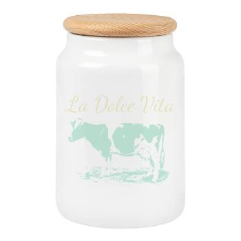 Vache laitière de La Dolce Vita en négatif - Boîte à biscuits avec couvercle en bois - blanc - Devant