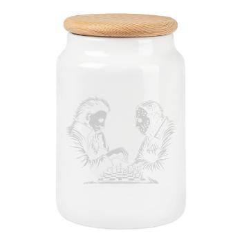 Unheimliches Schachspiel Illustration - Keksdose mit Holzdeckel - Weiß - Vorne