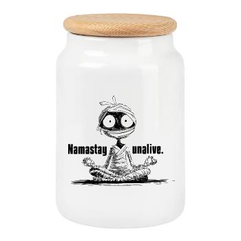 Mummy Humor Design | Funny Halloween Design - Cookie Jar with Wooden Lid - white - Front
