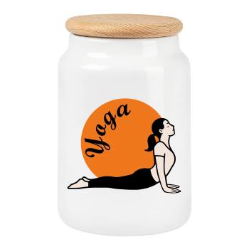 Yoga Love - Keksdose mit Holzdeckel - Weiß - Vorne
