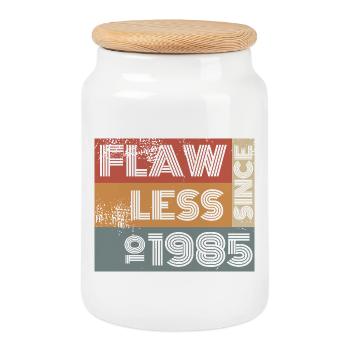 40ème Anniversaire Sans défaut depuis 10/1985 - Boîte à biscuits avec couvercle en bois - blanc - Devant