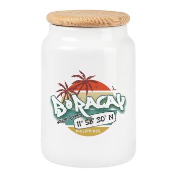 Latitude - Cookie Jar with Wooden Lid - white - Front
