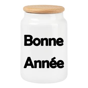 BONNE ANNEE. SAINT SYLVESTRE. MEILLEURS VOEUX - Boîte à biscuits avec couvercle en bois - blanc - Devant