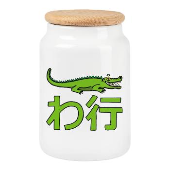 Crocodile manga - Cookie Jar with Wooden Lid - white - Front