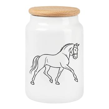 Cheval de dressage - Boîte à biscuits avec couvercle en bois - blanc - Devant