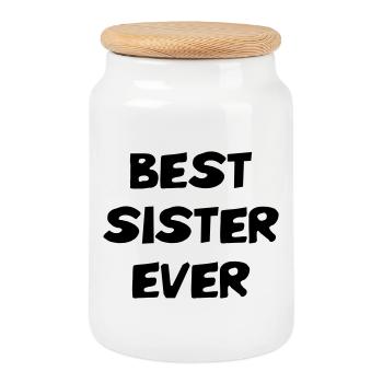 Best Sister Ever - Meilleure Sœur - Cookie Jar with Wooden Lid - white - Front