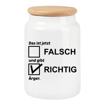 Real anger - Cookie Jar with Wooden Lid - white - Front