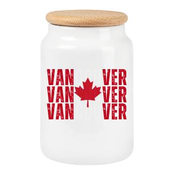 Vancouver Canada, I love Vancouver - Cookie Jar with Wooden Lid - white - Front