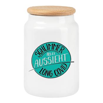 Schlimmer als es aussieht, Long Covid - Keksdose mit Holzdeckel - Weiß - Vorne