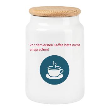 Veuillez ne pas leur parler avant le café - Boîte à biscuits avec couvercle en bois - blanc - Devant