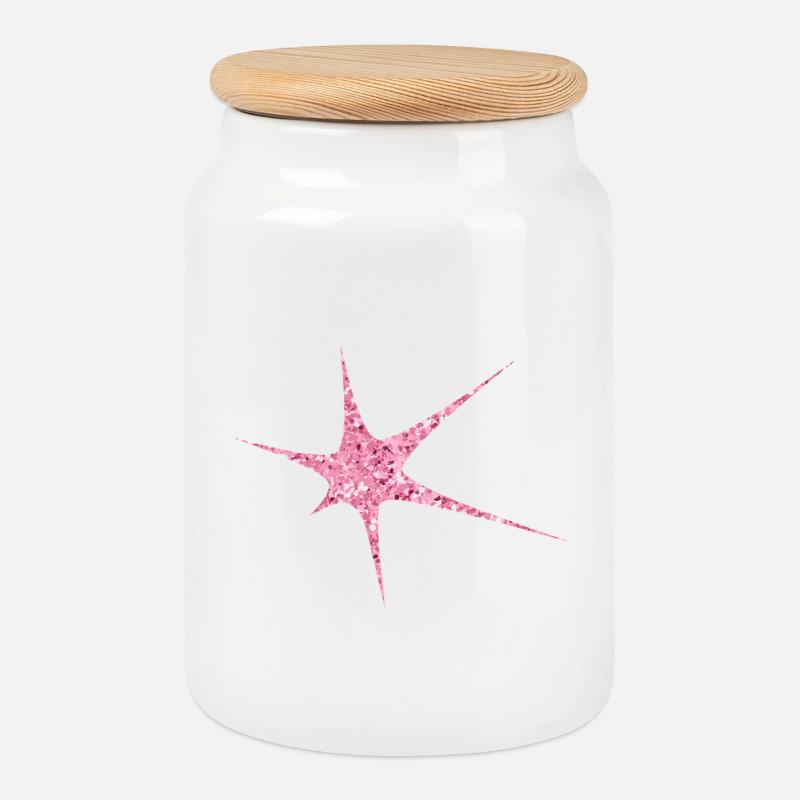 Pink Glitzer Starburst Funkeln - Keksdose mit Holzdeckel - Weiß