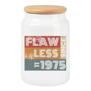 50. Geburtstag Flawless since 11/1975 - Keksdose mit Holzdeckel - Weiß - Vorne