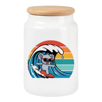Koalabär Mit Sonnenbrille Retro Surfern Koala - Keksdose mit Holzdeckel - Weiß - Vorne