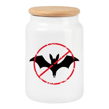 Keine Fledermäuse Schild verboten Halloween lustig - Keksdose mit Holzdeckel - Weiß - Vorne