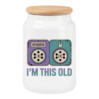 I'm this old - Funny Nerd T-Shirt - Cookie Jar with Wooden Lid - white - Front