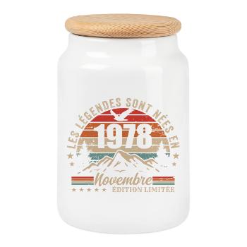 Awesome since November 1978 | November 1978 - Cookie Jar with Wooden Lid - white - Front