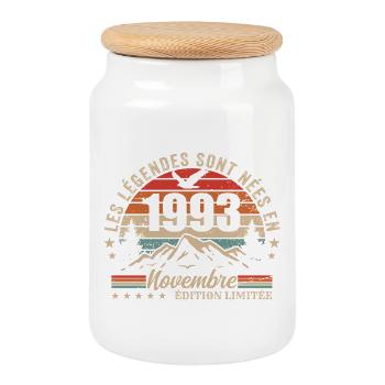 Awesome since November 1993 | November 1993 - Cookie Jar with Wooden Lid - white - Front