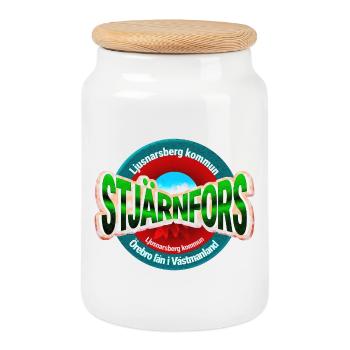 Stjärnfors - Boîte à biscuits avec couvercle en bois - blanc - Devant