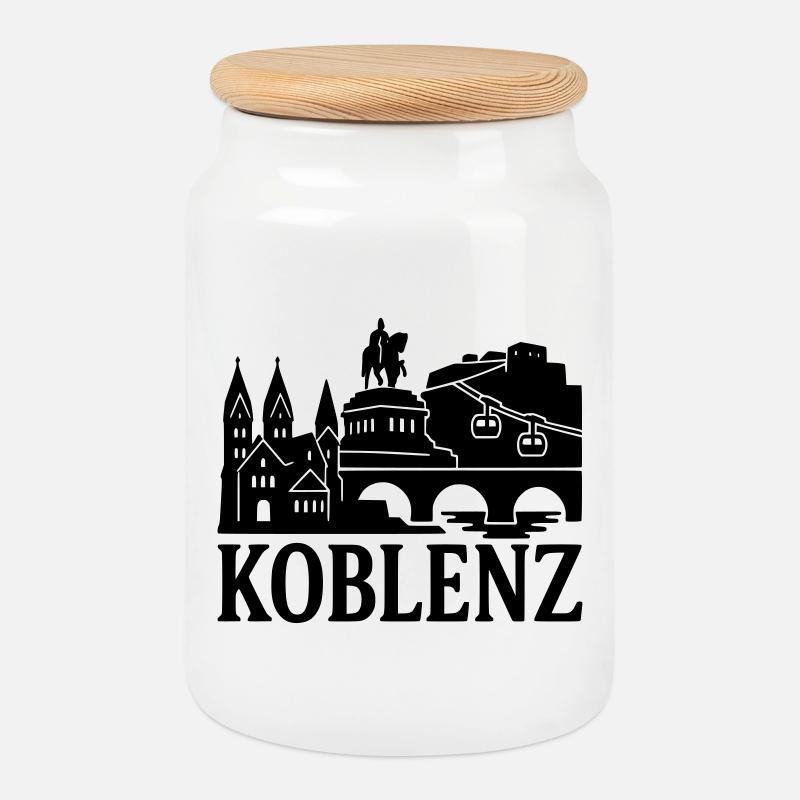 koblenz silhouette - Keksdose mit Holzdeckel - Weiß