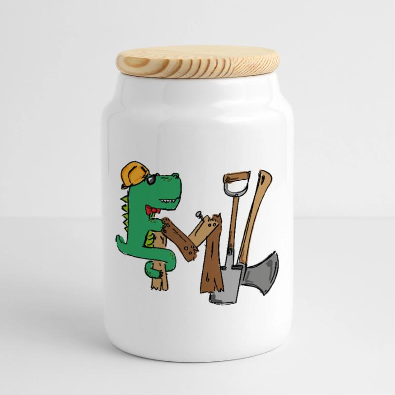 Emil Construction site croki with tools Cookie Jar with Wooden Lid