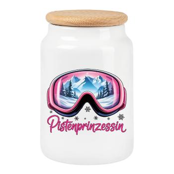 Pistenprinzessin - Keksdose mit Holzdeckel - Weiß - Vorne
