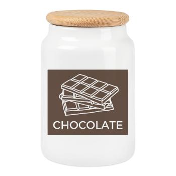 Chocolate Chocolate Line Art - Cookie Jar with Wooden Lid - white - Front