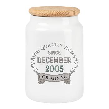 Since_December_2005 - Cookie Jar with Wooden Lid - white - Front