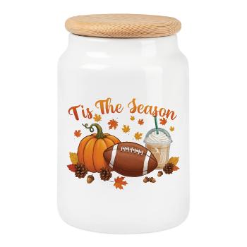C’est la saison Vacances d’automne Joie d’automne - Boîte à biscuits avec couvercle en bois - blanc - Devant
