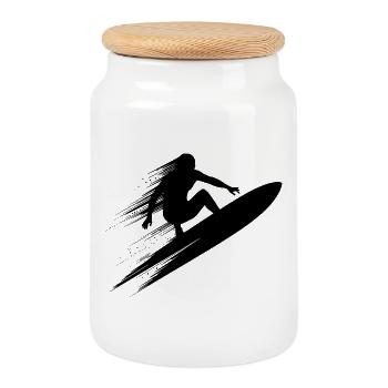 Surfeur Art Surfer Illustration - Boîte à biscuits avec couvercle en bois - blanc - Devant