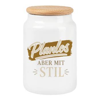 Aimless, but with style - Cookie Jar with Wooden Lid - white - Front